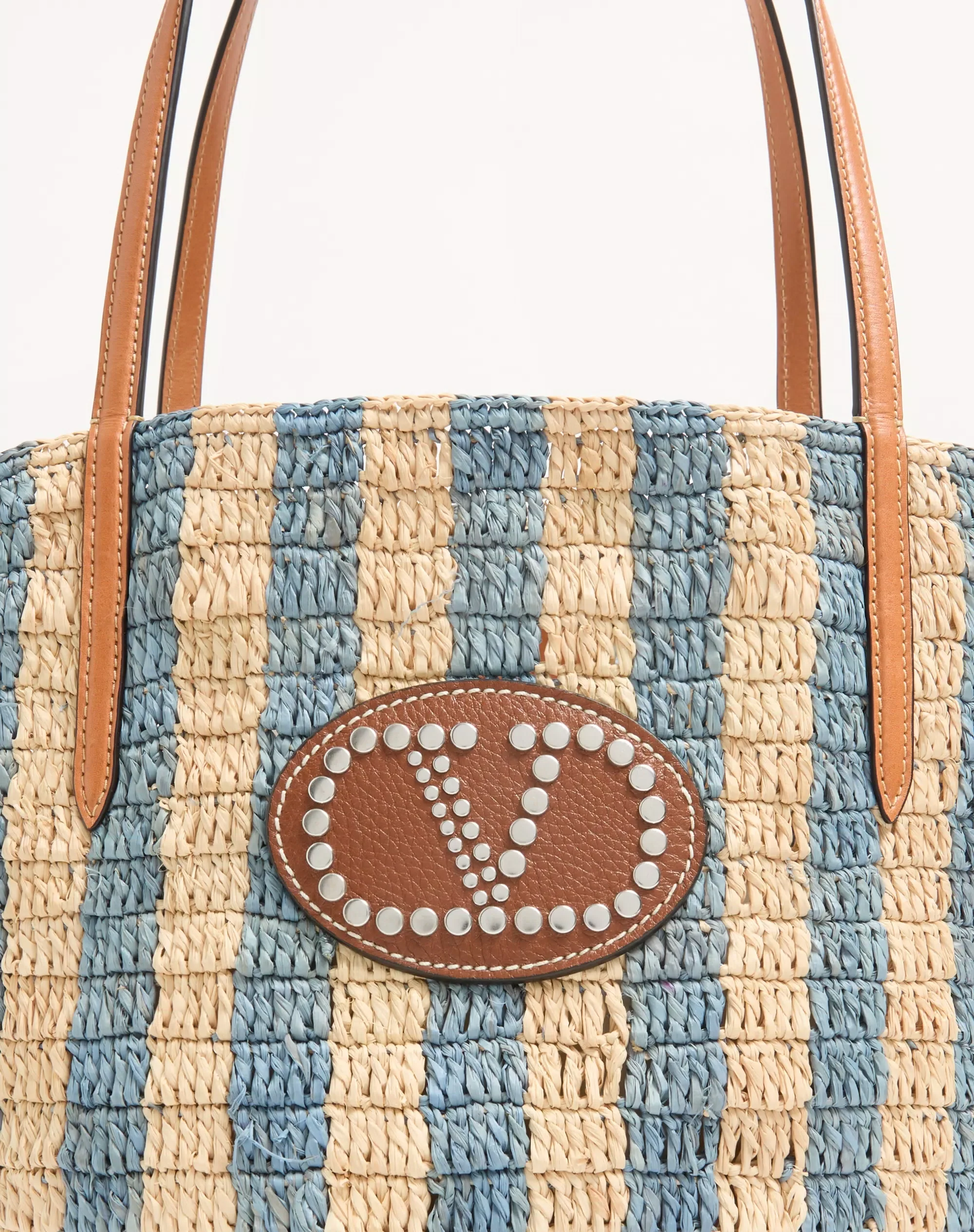 Valentino Garavani Striped Raffia Shopping Bag - Image 3