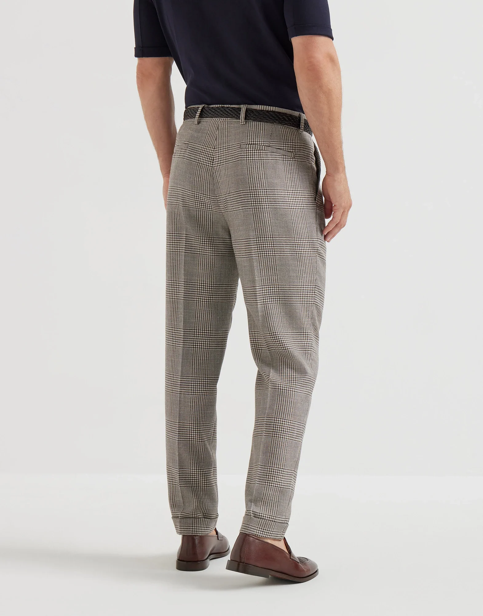 Virgin Wool, Silk And Linen Prince Of Wales Trousers With Pleat - Image 4