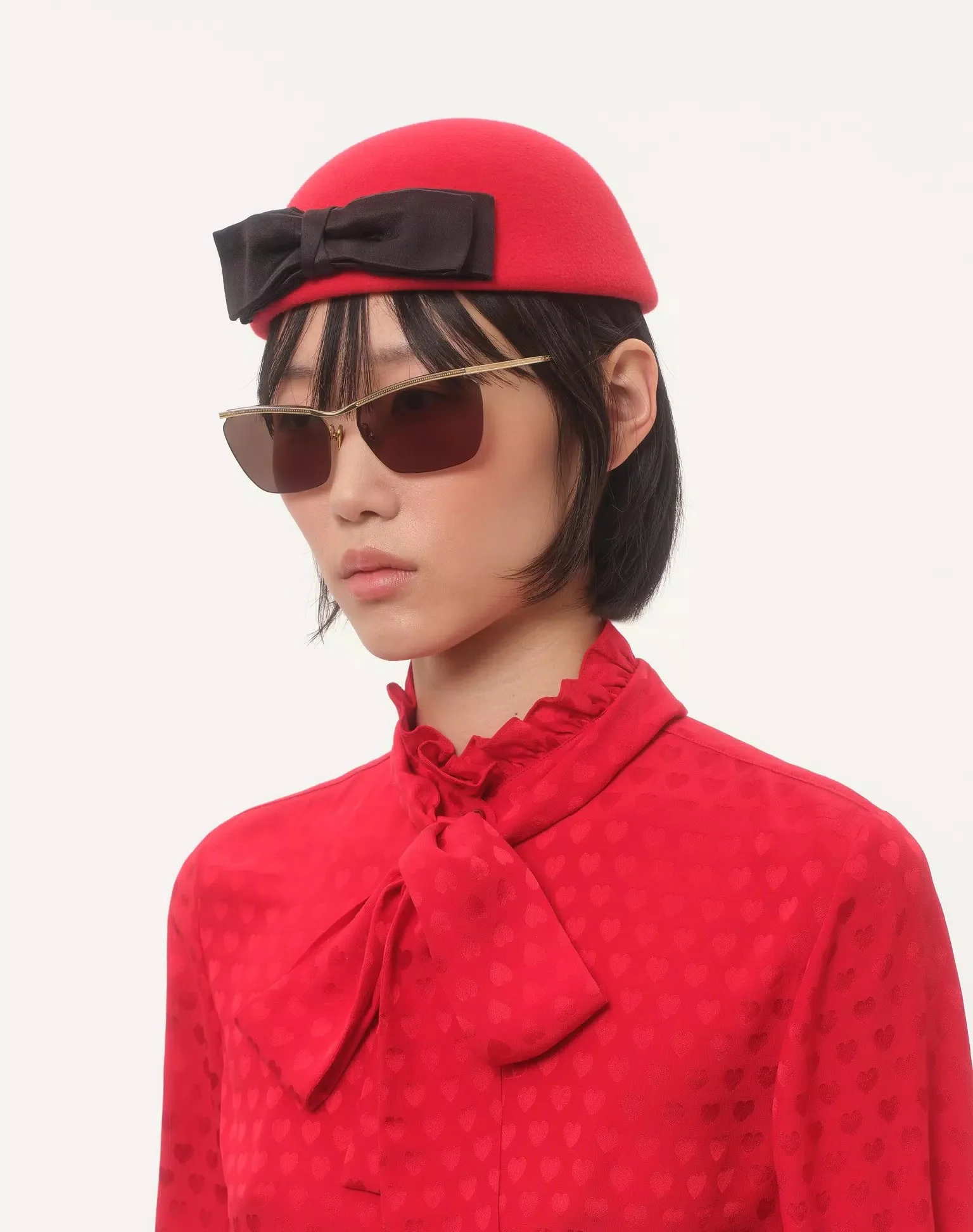 Vlogo Signature Hat In Lapin Fabric With Satin Bow - Image 6