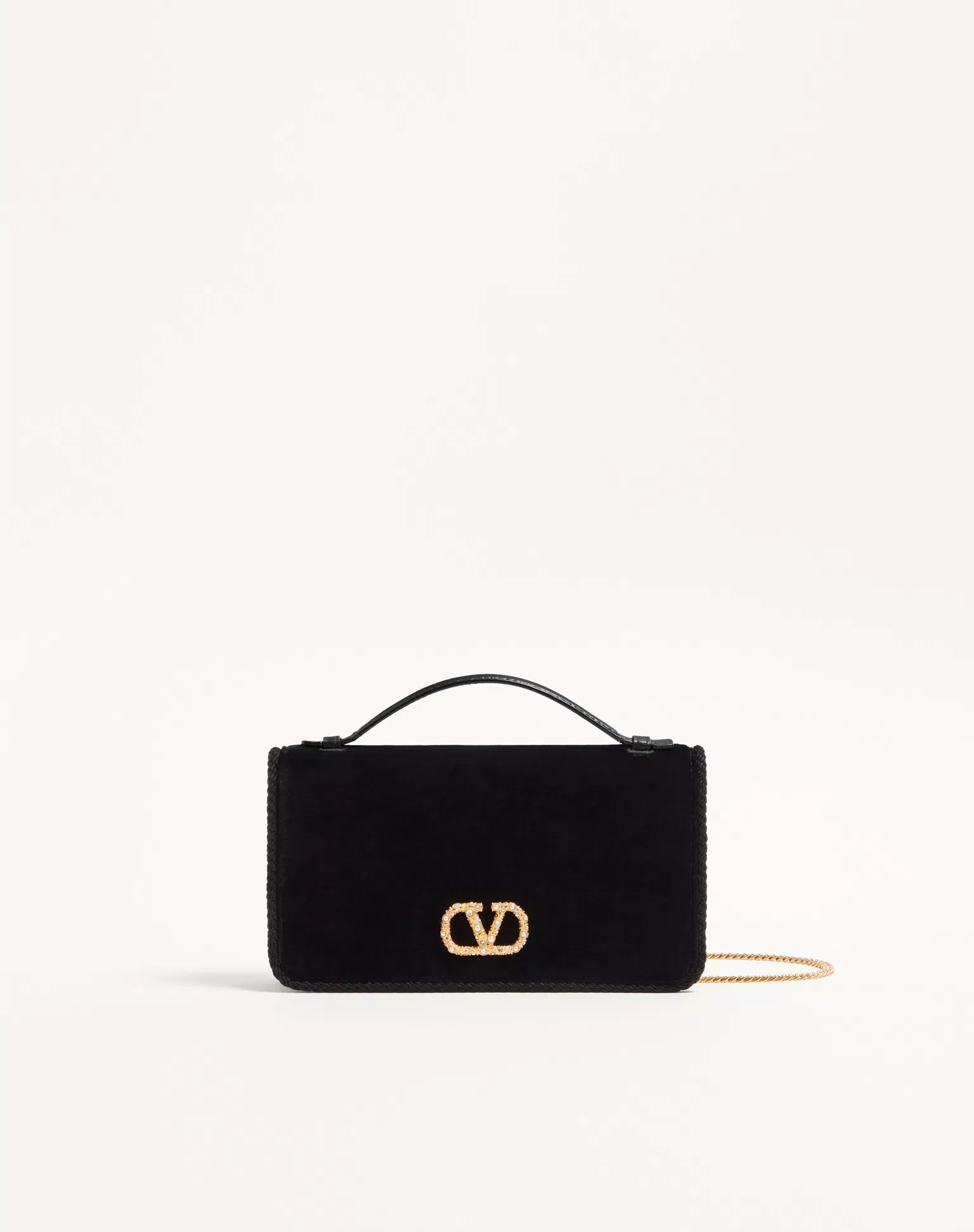 Vlogo Signature Velvet Chain Wallet With Jewel Logo