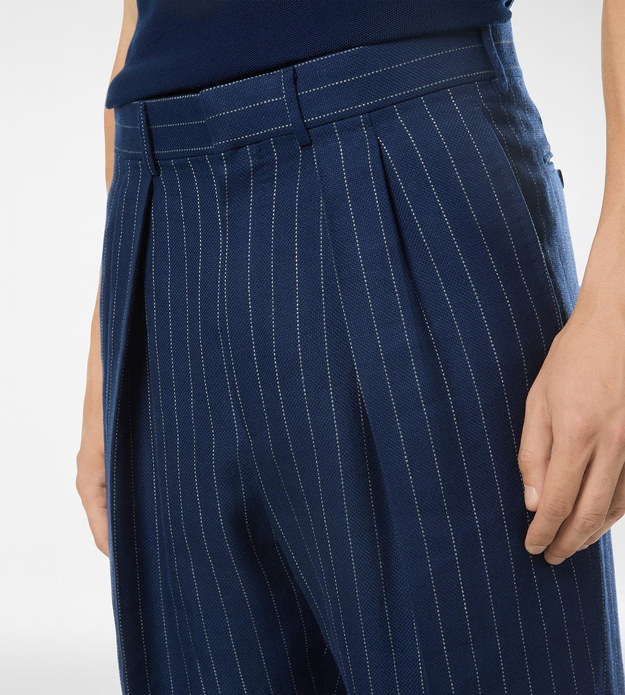 Wool Silk Linen Hopsack Stripe Double Pleat Pant - Image 3