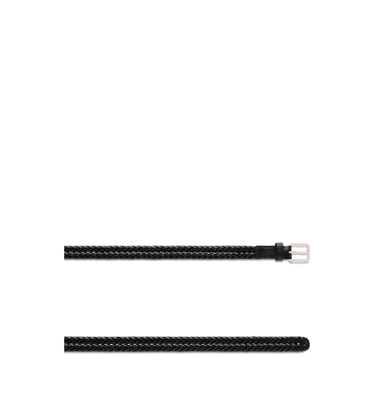 Woven Leather Beveled Buckle Belt - Image 2