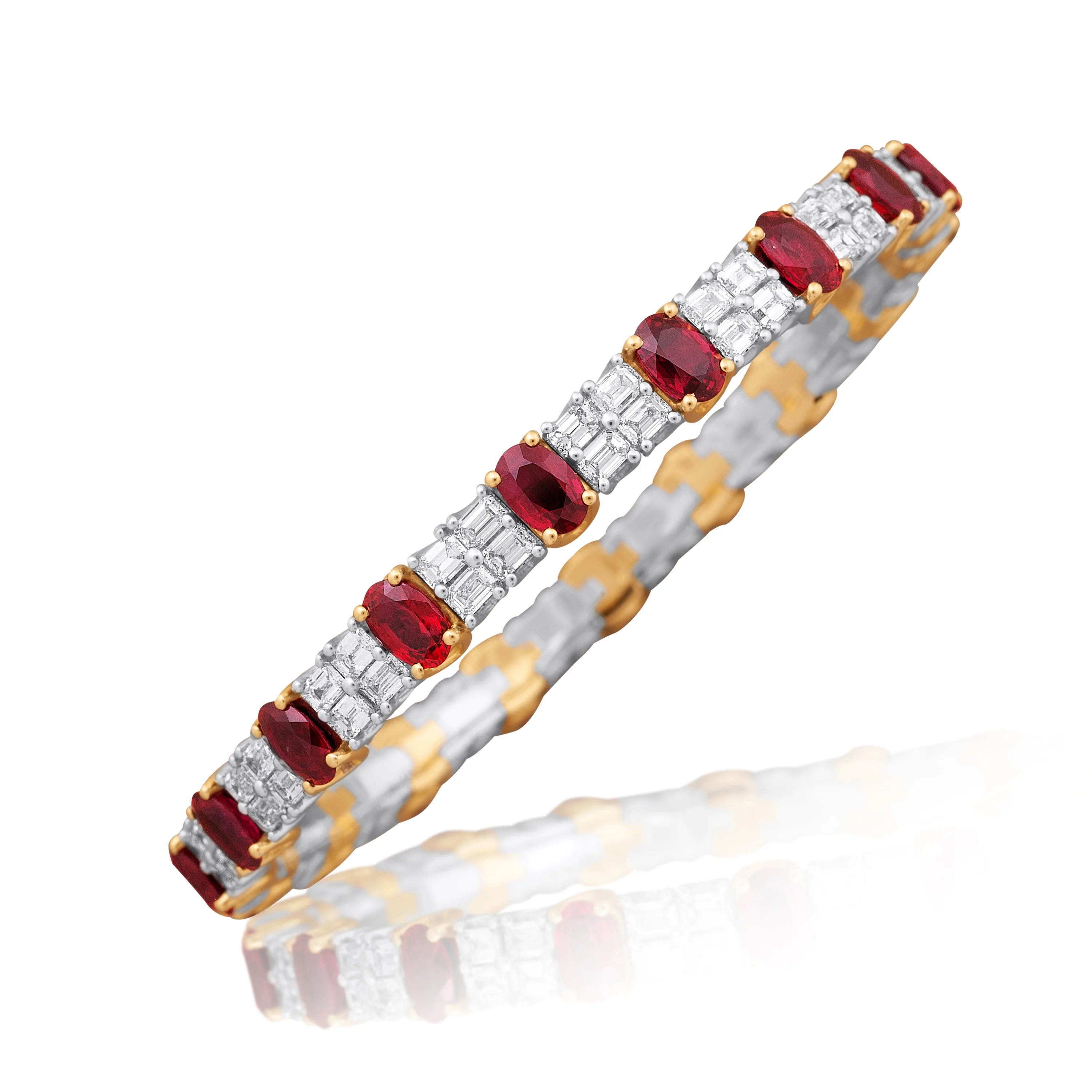 Xpandable™ diamond and ruby bracelet
