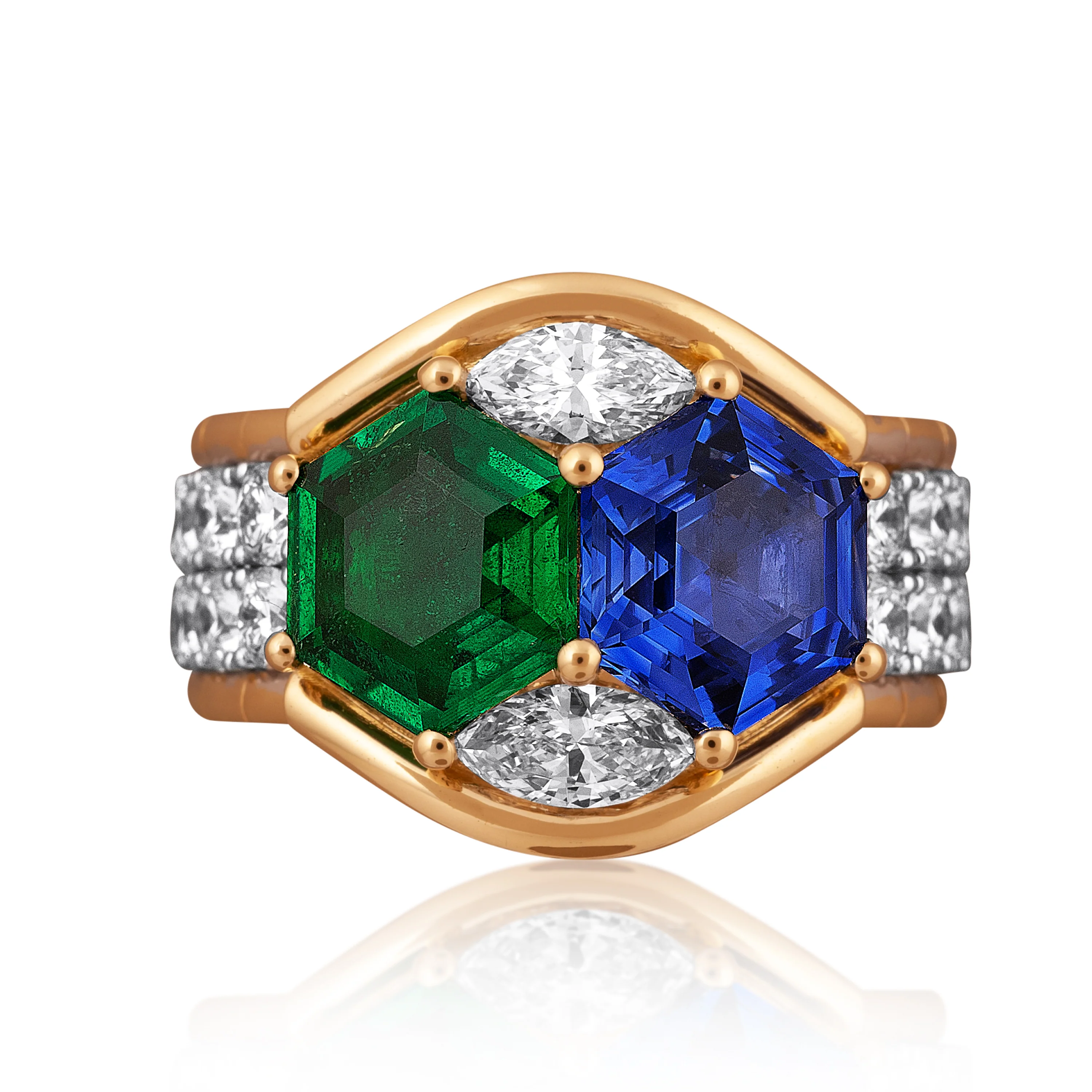 Xpandable™ diamond, sapphire and emerald ring - Image 2