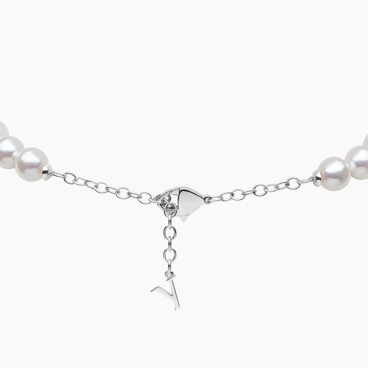 Zyyp 18K White Gold Multi Pearl and Diamond Zip Necklace - Image 4