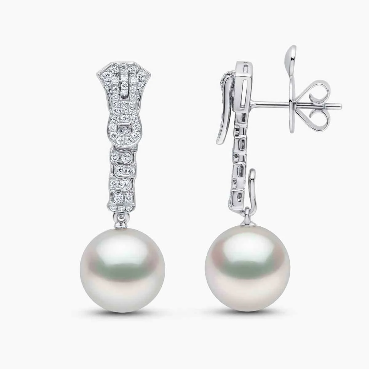 Zyyp 18K White Gold South Sea Pearl and Diamond Zip Earrings - Image 2